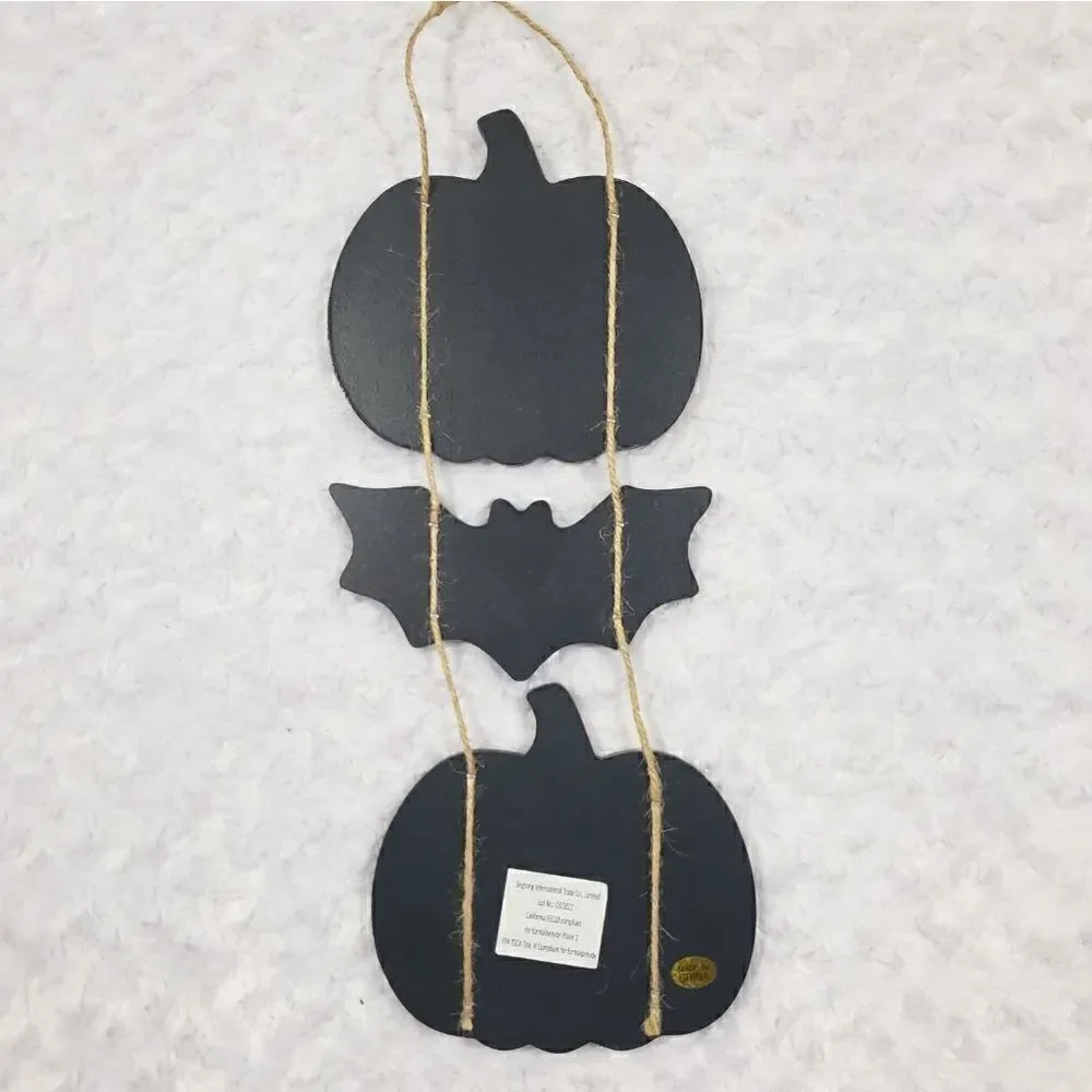Halloween Trick or Treat fall seasonal wall decor with pumpkin and bat
